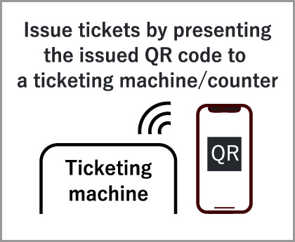 Issue tickes by presenting the issued QR code to a ticketing machine/counter